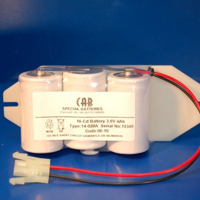 14-020A 3.6V 4 Ah NICD D CELL SIDE BY SIDE c/w PLATE AND AMP